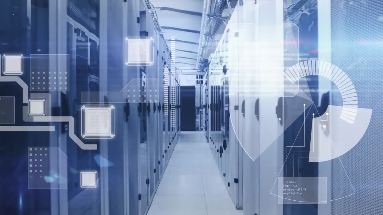 Animation of data processing and digital information flowing