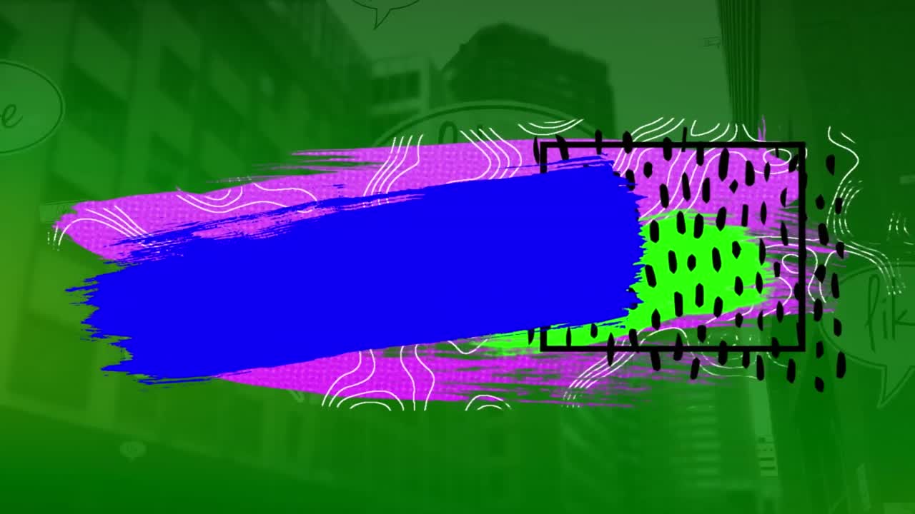 animación de formas abstractas coloridas y similares sobre edificios