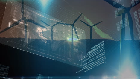 animation of data processing over wind turbines