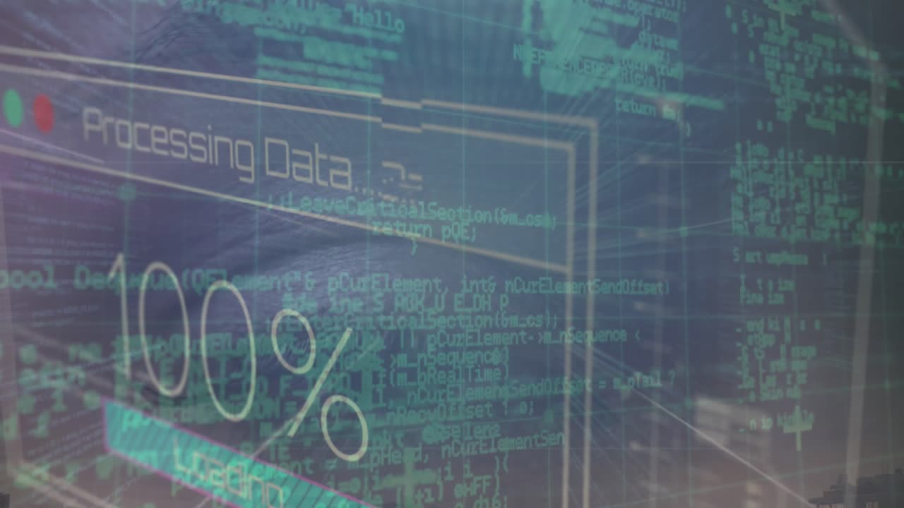 텍스트로 변하는 숫자의 애니메이션과 인간의 눈에 컴퓨터 언어를 통해 숫자를 변하는 애니메이션