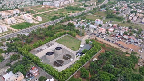 aerial view of waste water treatment plant at san luis in santo domingo, dominican republic