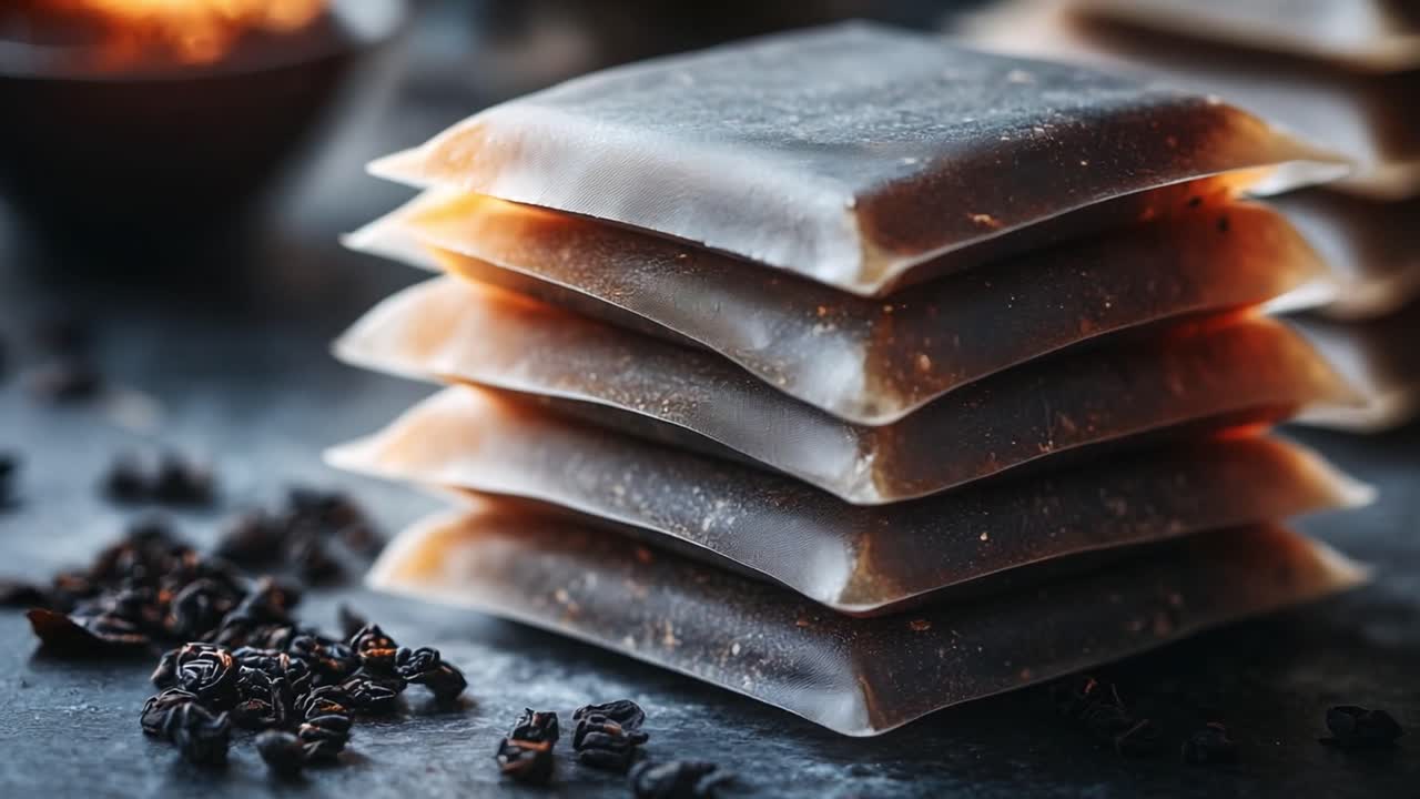 Stack of packaged desserts