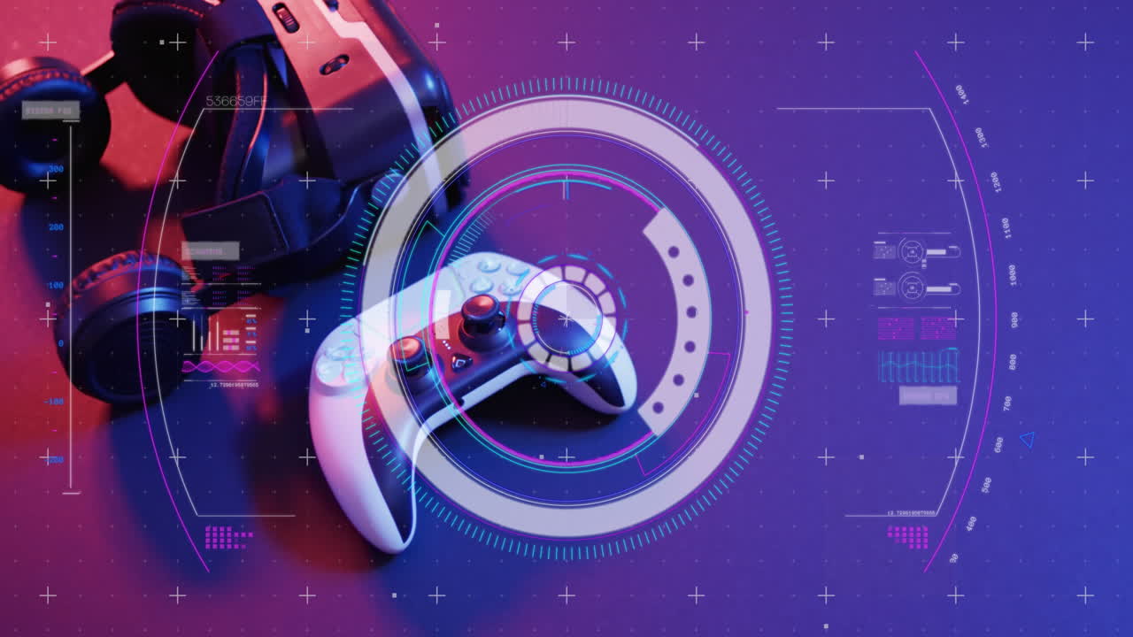 Animation of scope and data processing over video game computer equipment