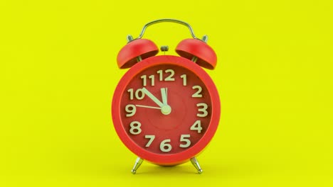twelve o clock on new years eve of face of beautiful alarm clock, indicating midnight adorable new year celebration,concept happy new year 2022, greeting video time lapse stop motion animation video
