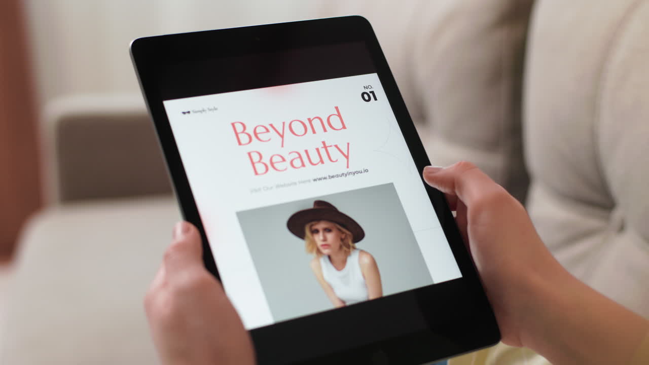 las manos de la chica sosteniendo una tableta