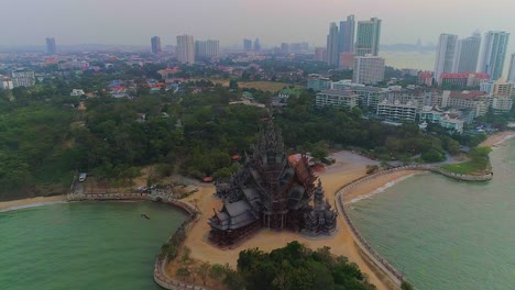 aerial view of the sanctuary of truth in pattaya, thailand