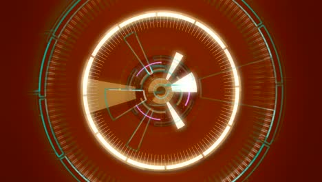 red abstract round animation, hi-tech background with circles. futuristic sci-fi hud effect.