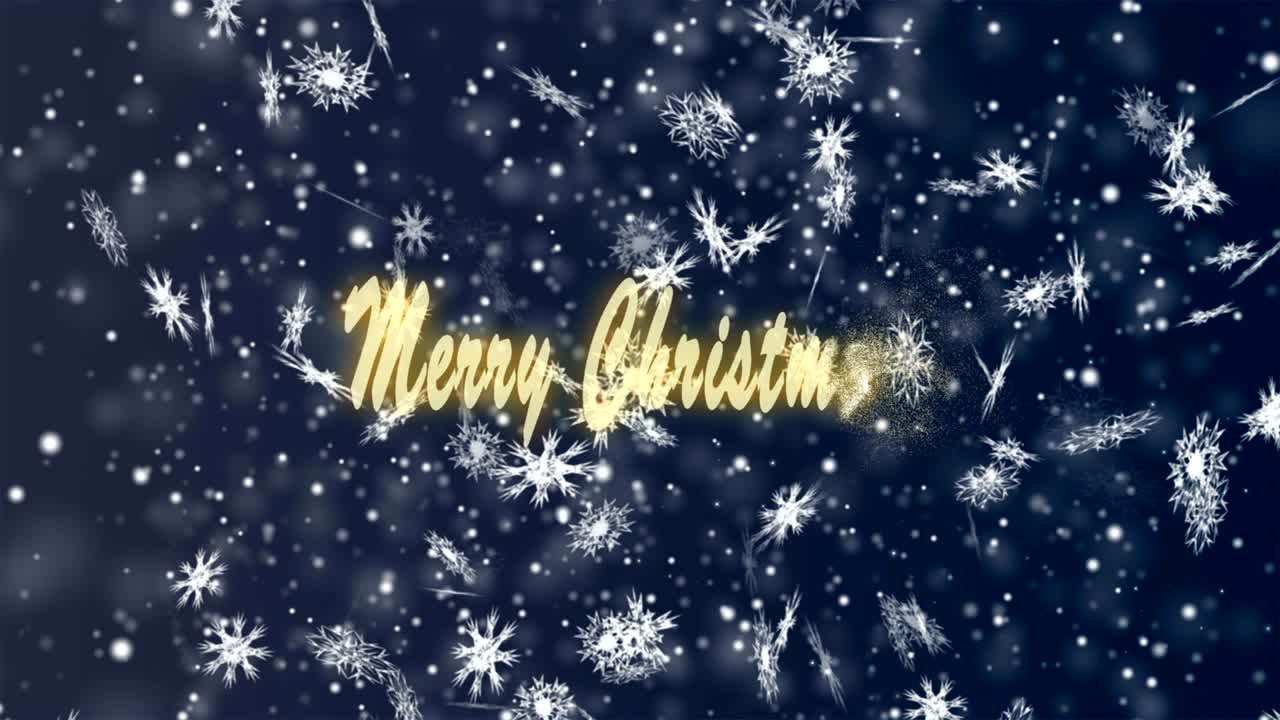 파란색 배경에 눈송이에서 메리 크리스마스 크리스마스와 새해 원활한 루핑 애니메이션