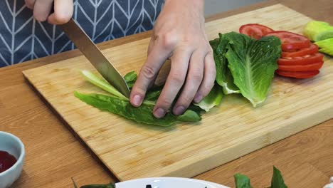 preparing sandwich ingredients