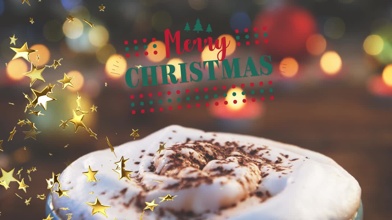 animación del texto de feliz navidad sobre el café de navidad