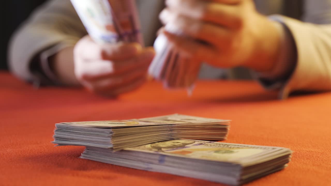 Counting US dollars. Financial and investments.