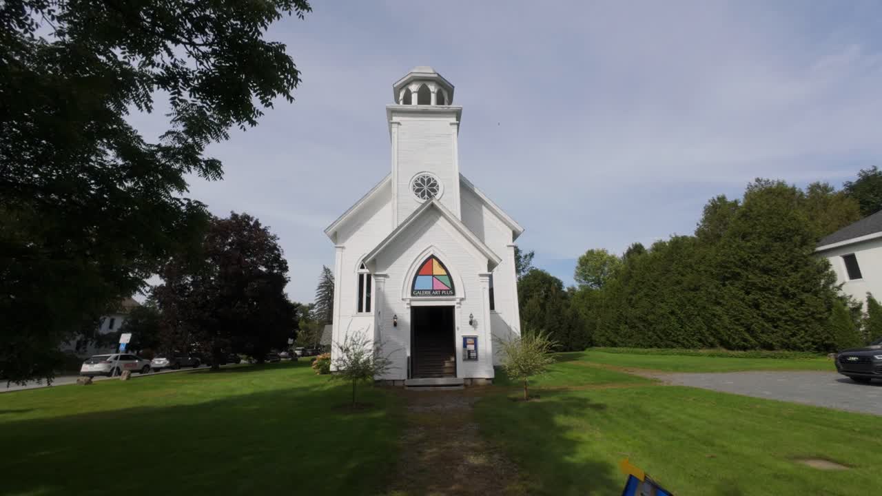 Walking towards a church in Quebec, Canada