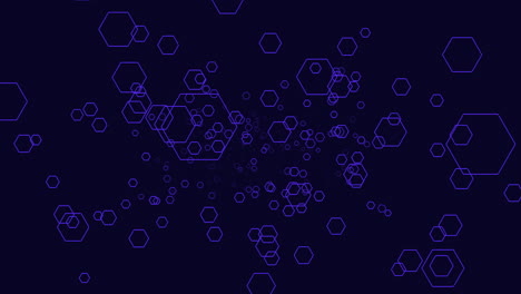 púrpura hexagonal flotando sobre un fondo azul