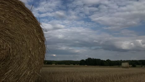 rustic straw bales in a picturesque countryside