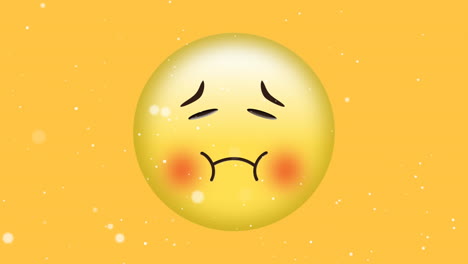 animation of white spots of light moving over sad, embarrassed emoji on yellow background