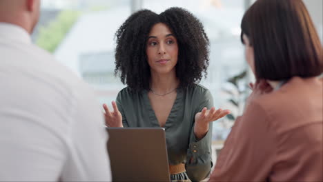 financial advisor, couple and woman meeting