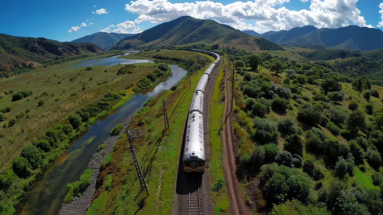 Train Journey Through Scenic Mountain Valley