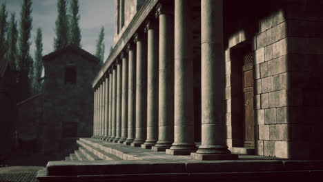 detailed view of ancient stone columns in a historic architectural site