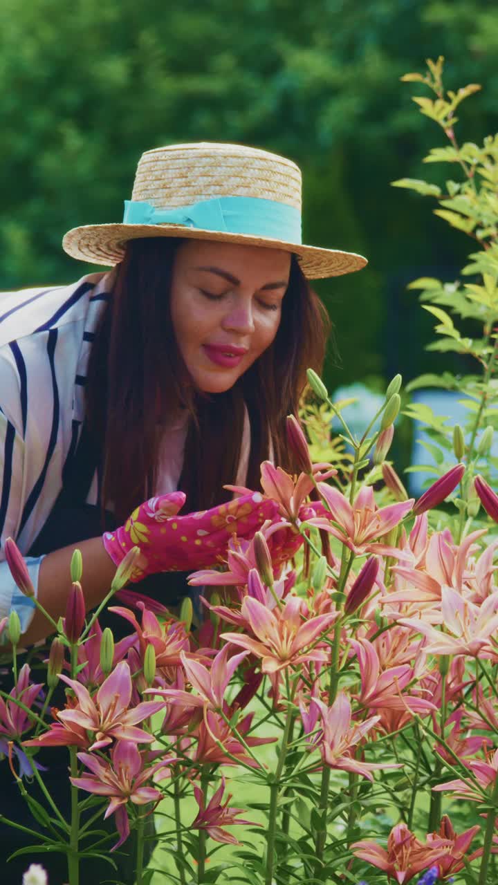 A Passionate Gardener Nurturing Colorful Lilies: Captivating Moments of Floral Care and Delight in a Vibrant Garden Setting