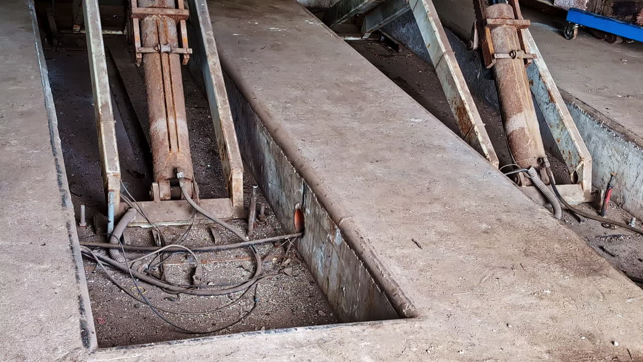 Hydraulic Car Lift Or Hoist. Close-up Shot