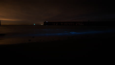 sea sparkle or noctiluca scintillans timelapse at a beach in the netherlands