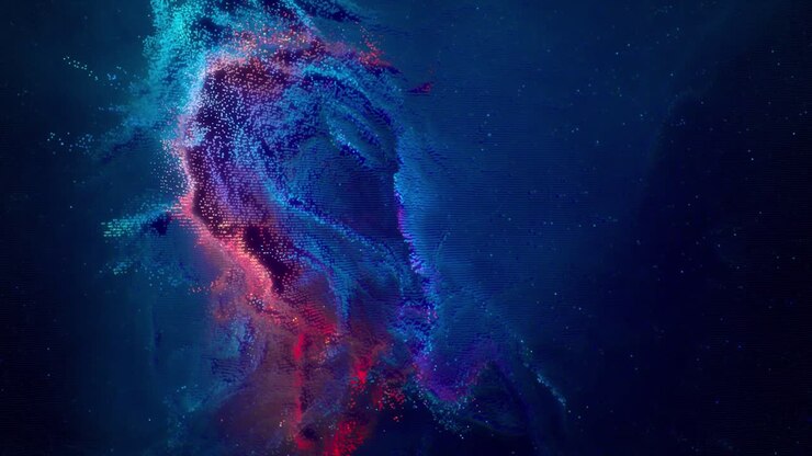 Abstract Blue and Red Particles Background