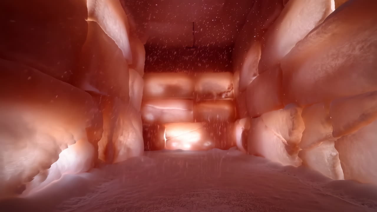 Inside a Glowing Salt Cave or Crystal Corridor