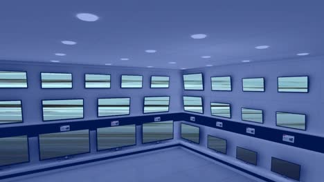 animation of rows of television sets in store with pattern on screens