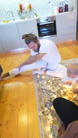 family relaxing at home