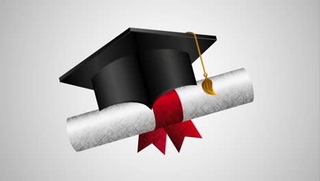 graduation hat with diploma animation