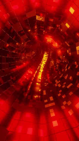 3d render loop animation of tunnel with glowing red neon pattern