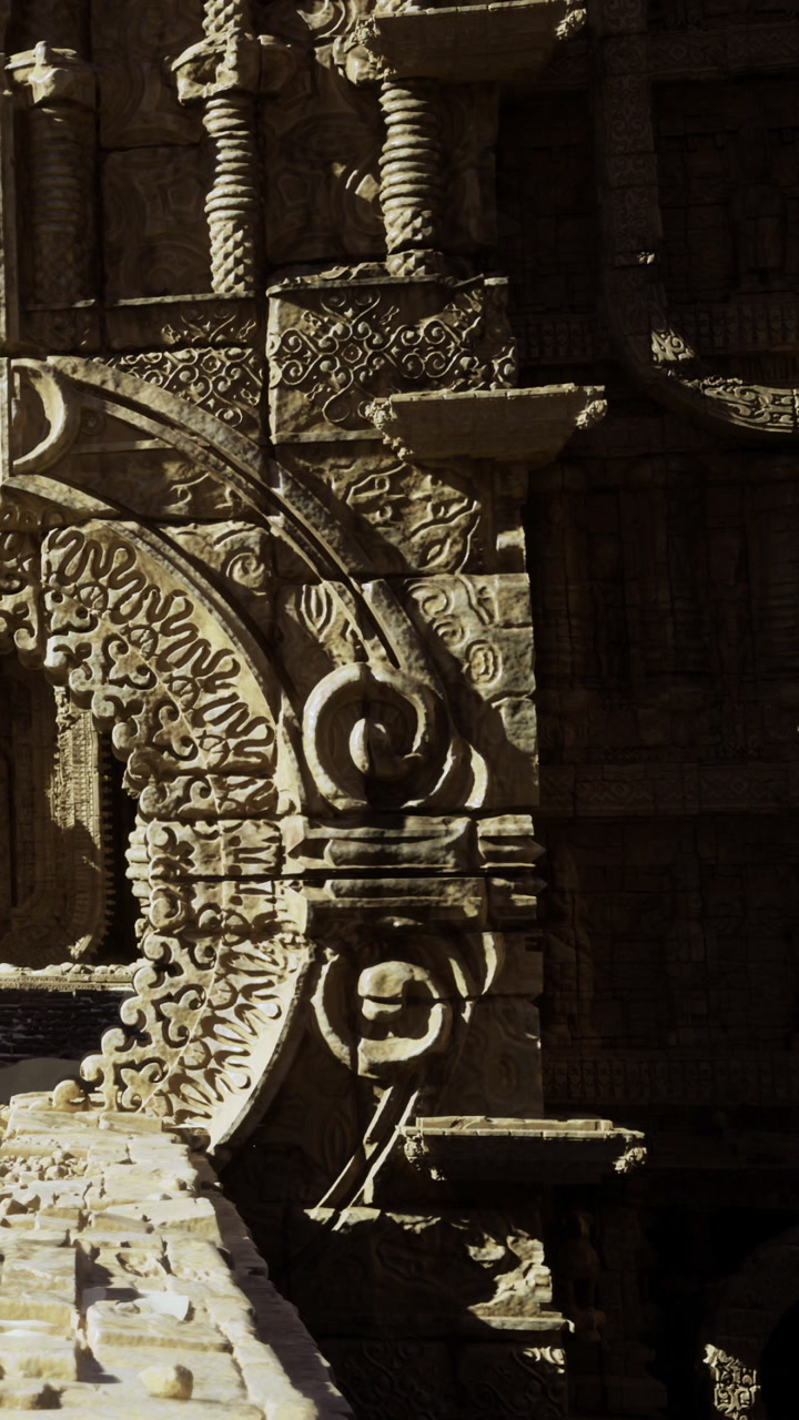 Carvings on ancient stone walls in a historical building