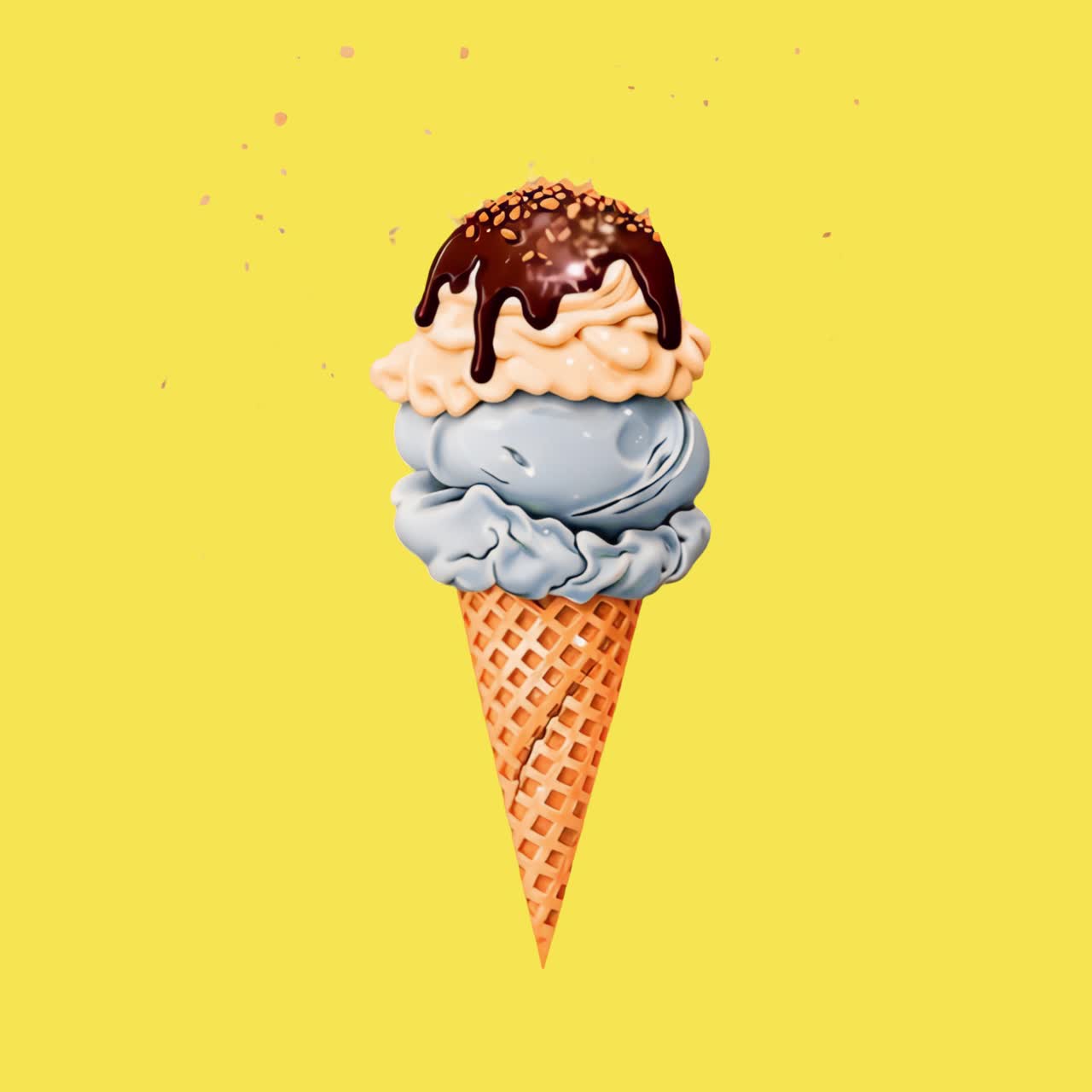 Sovrapposizione animata di arte con cono gelato colorato, video 4K trasparente, canale alfa, ProRes 4444