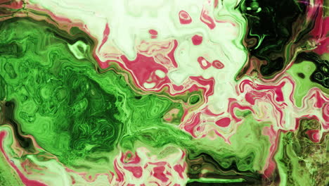 animation of vibrant coloured green and red liquid flowing in hypnotic motion