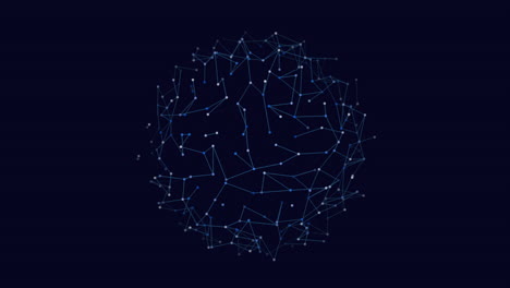 futuristic geometric sphere with neon dots on black gradient