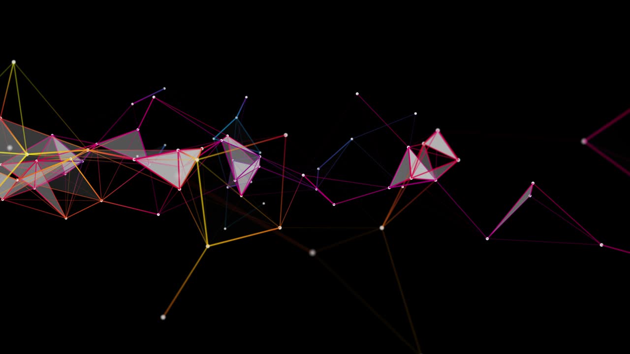 Futuristic plexus animation with glowing triangles in slow motion, 4096x2304 loop 4K