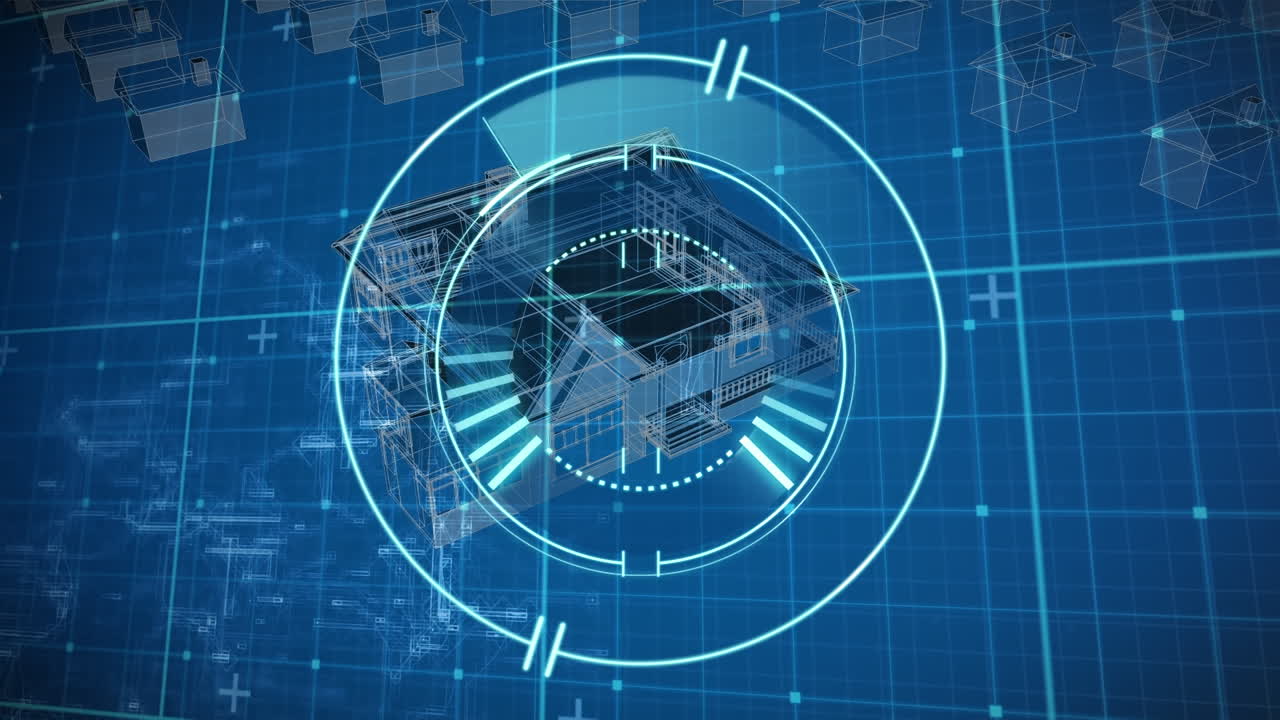 animación del círculo de procesamiento sobre proyectos de manguera sobre fondo azul