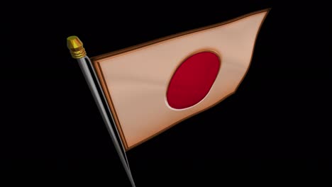 video de bucle de bronce de la bandera japonesa vídeo de bucle revoloteando en el viento, video en cámara lenta 4k uhd con canal alfa.