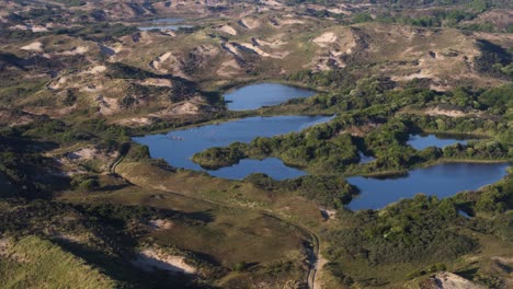 aerial view of dutch dunes and lakes