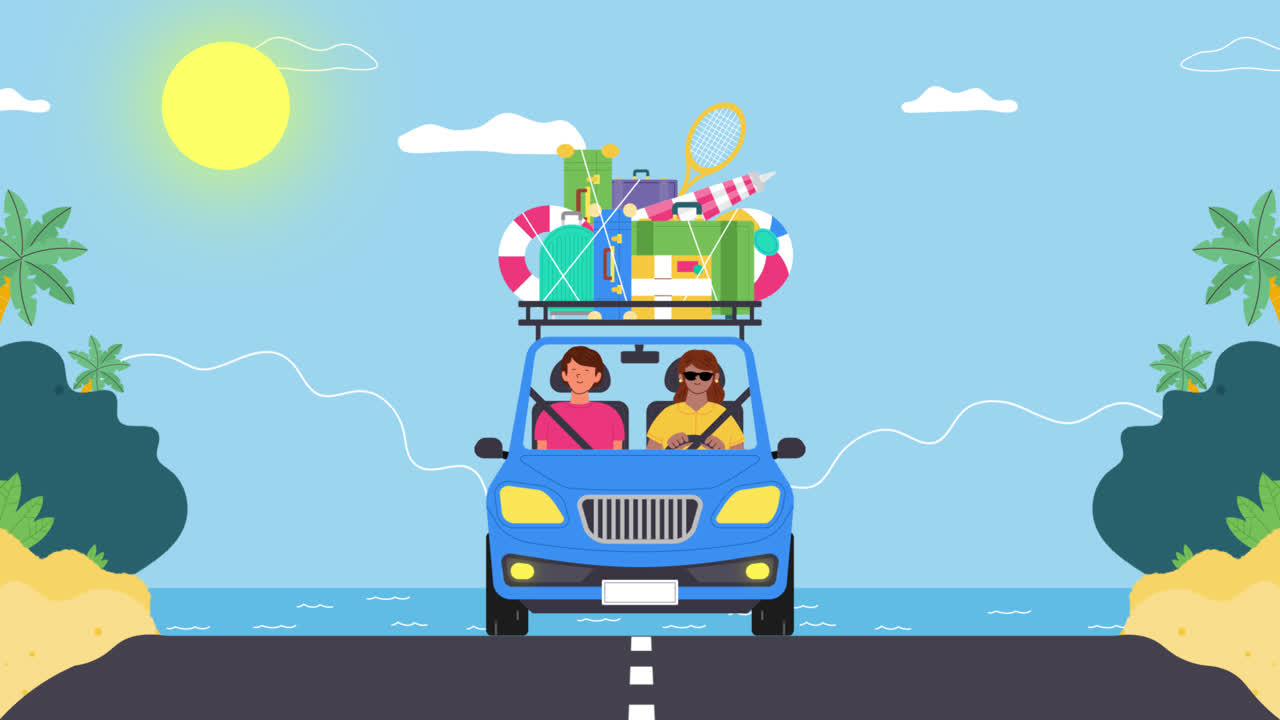 해변으로 가는 가족 여행