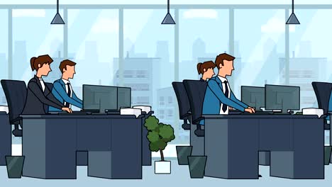 flat cartoon business people in the workplace office animation