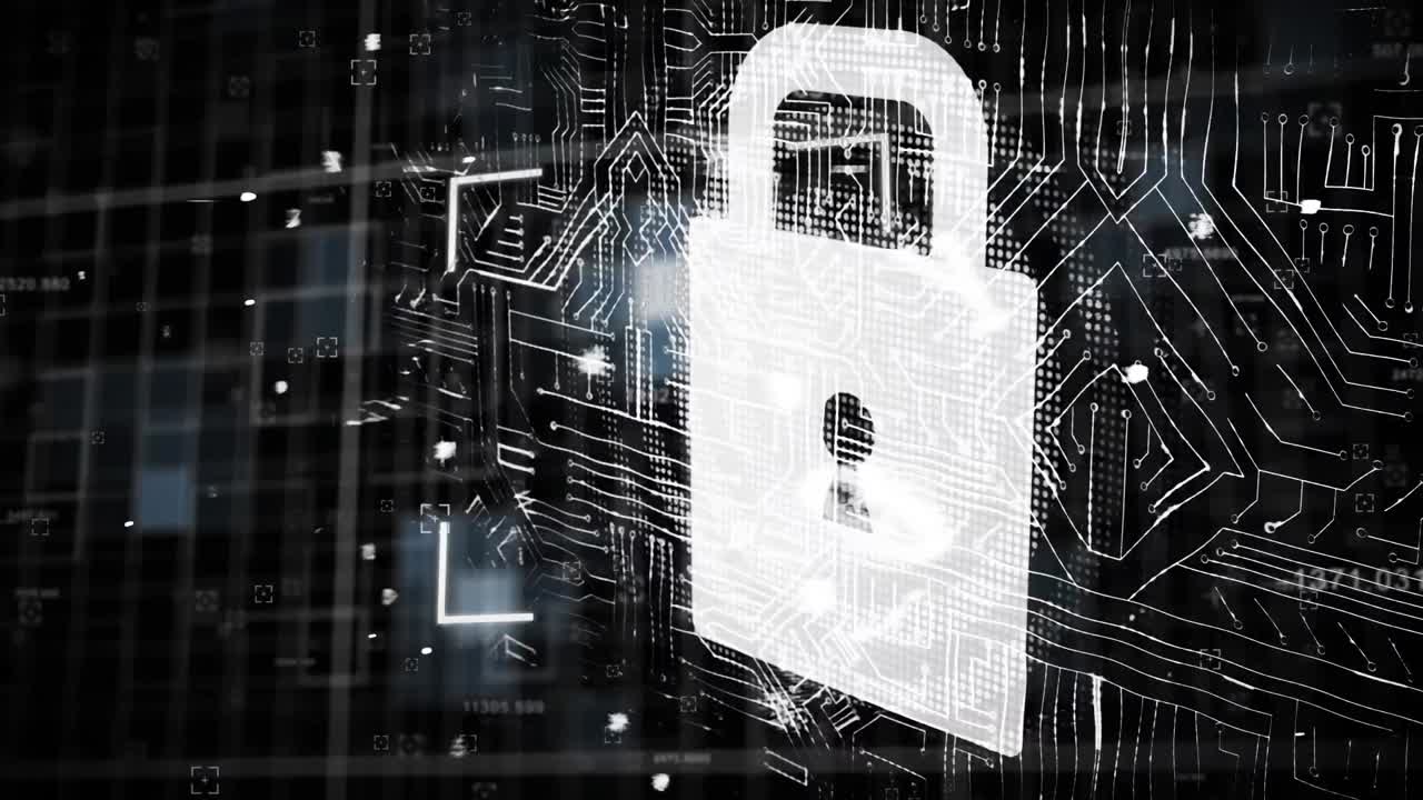 escaneo de alcance del icono de candado de seguridad contra las conexiones del microprocesador