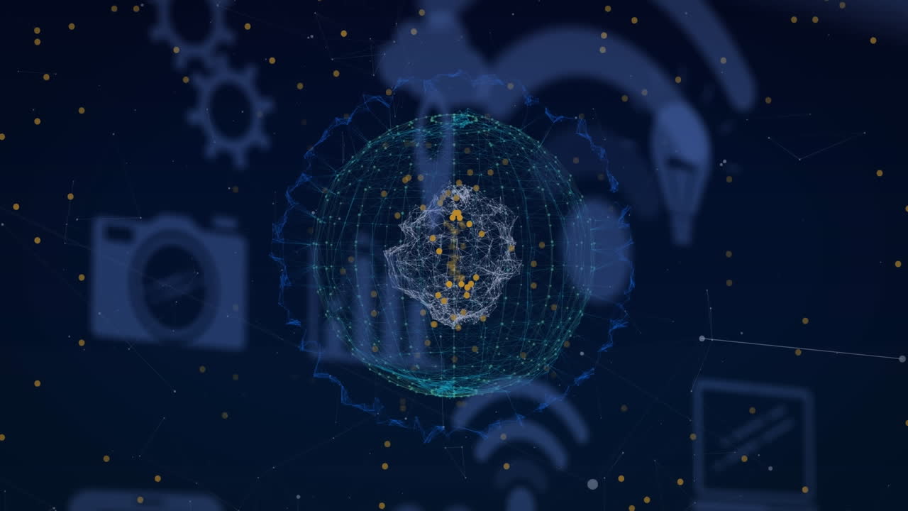 Wifi and internet icons are moving on a black background