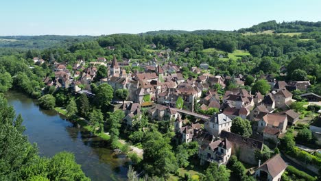 carennac village in dordogne valley france drone , aerial, 4k footage