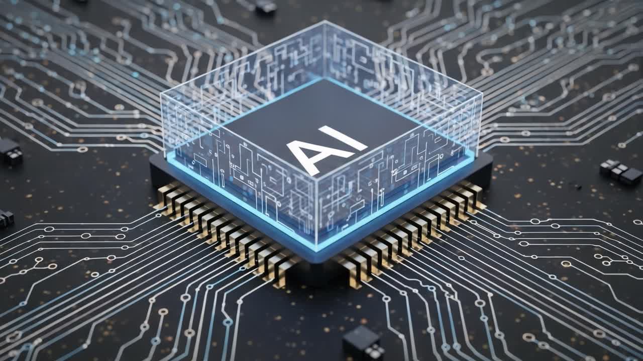 Exploring the Future of Technology: A Close-up on a Modern AI Microchip Capturing the Essence of Artificial Intelligence Integration in Electronics