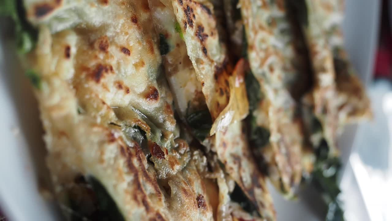 Close-up of Scallion Pancakes