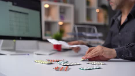 medicine prescription and computer.