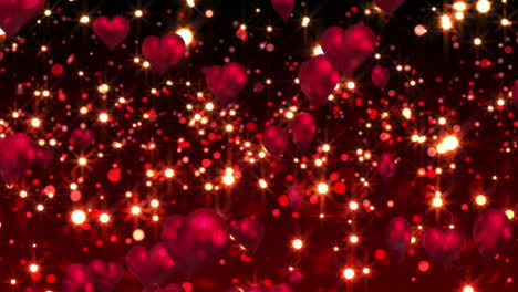 corazones rojos flotando contra un fondo brillante