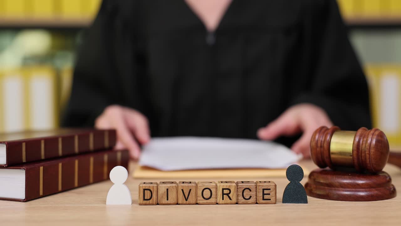 Divorce Court Scene with Judge and Gavel