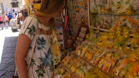 woman tourist on the street traveling